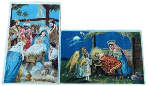 Lot 2 postcards winter seasonal greetings Holy Family wise men religious topical 