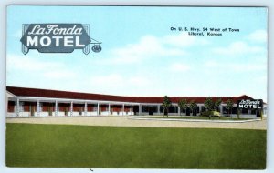 LIBERAL, Kansas KS ~ Roadside LA FONDA MOTEL Seward County c1950s  Postcard