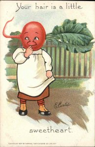 Radish Person Head Fantasy Tuck Garden Patch Curtis 1900s-20s Vintage Postcard