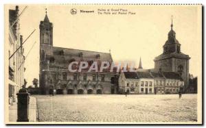Old Postcard Nieuport Halles and Grand Place