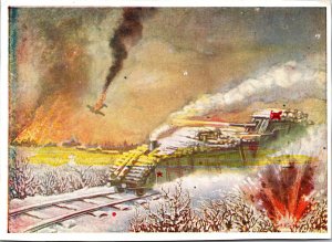 Mint Russia USSR Patriotic WW2 Picture Postcard Heavy Armored Train