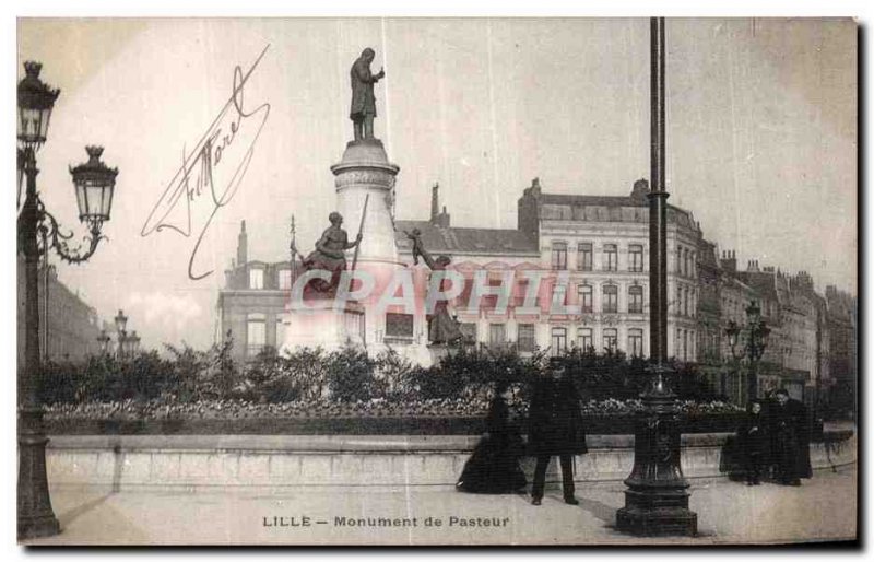 Postcard Old Lille Pasteur Monument Police Officer