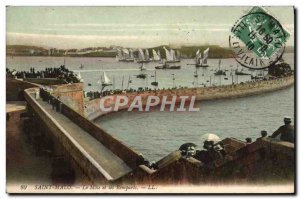 Old Postcard Saint Malo Les Remparts The Mole And Boat