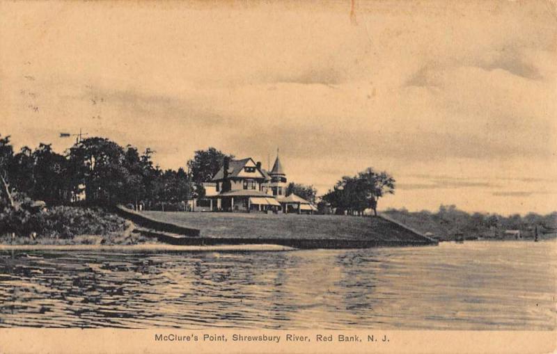 Red Bank New Jersey McClures Point Shrewsbury River Antique Postcard K90470