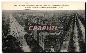 Old Postcard Panorama Taken From Paris & # 39Arc De Triomphe From & # 39Etoile