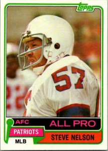1981 Topps Football Card Steve Nelson New England Patriots sk10368