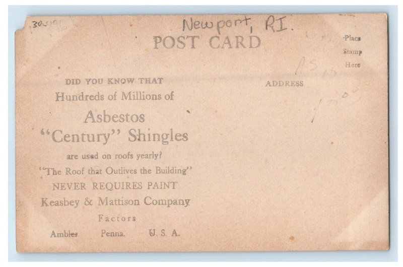 Asbestos Century Shingles Newport Rhode Island RI RPPC Photo Unposted Postcard