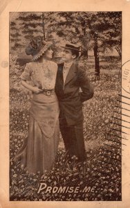 Vintage Postcard 1910's Lovers In The Garden Sweet Romance Moments Together