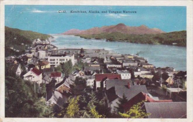 Alaska Ketchikan and Tongass Narrows Aerial View 1941
