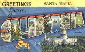 Santa Maria, Cal. USA Large Letter Town Unused 