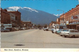 HAMILTON, MONTANA Main Street Scene 4x6 1982 Continental Vintage Postcard