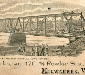 1870s-80s Engraved Milwaukee Bridge & iron Works Keepers & Riddell #2 P210 