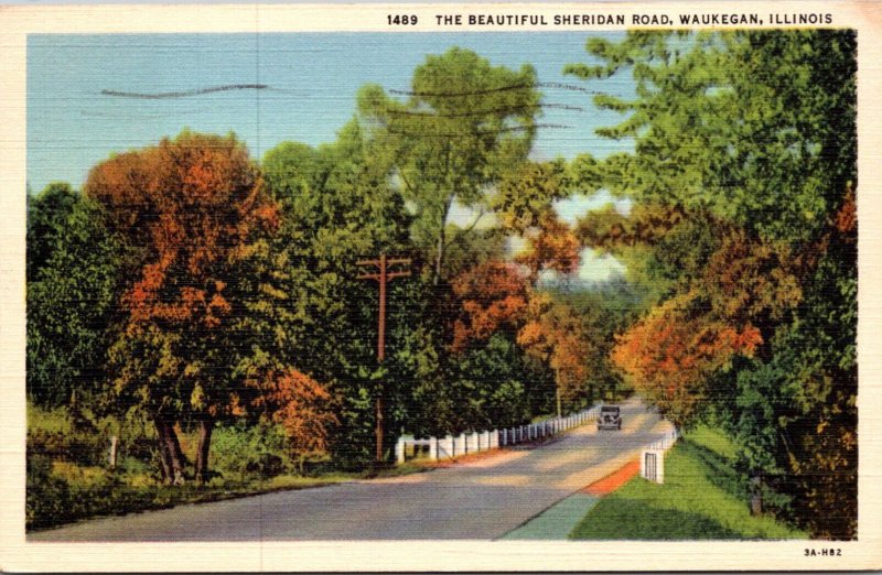 Illinois Waukegan Baeutiful Sheridan Road 1940 Curteich