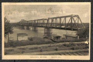 TERMINAL BRIDGE PEKIN ILLINOIS RAILROAD POSTCARD 1911