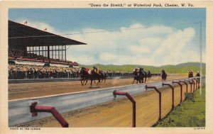 J2/ Chester West Virginia Postcard Linen Waterford Horse Race Track  73 