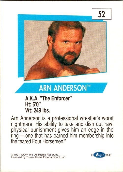 1991 WCW Wrestling Card Arn Anderson sk21231