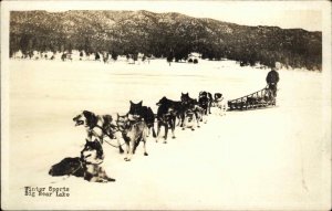 Siberian Husky Dog Sled Team Big Bear Lake CA Real Photo Postcard
