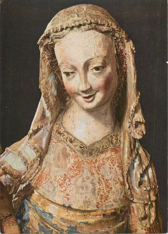 Postcard Religion icon painting statue Madonna Bayern