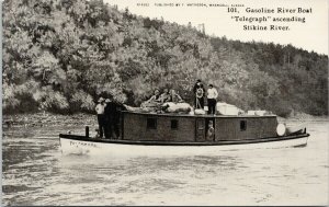 River Boat 'Telegraph' on Stikine River Alaska or BC Unused Litho Postcard E97