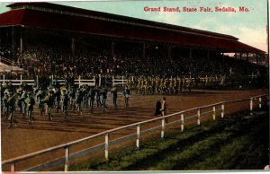 Parade Marching Grand Stand State Fair Sedalia MO Vintage Postcard E73