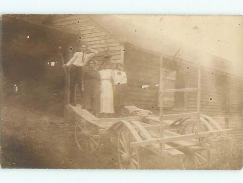 rppc c1910 ANTIQUE WAGON ON THE FARM AC8744