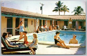 Vtg Miami Florida FL Royal Motel Swimming Pool View 1950s Chrome Postcard