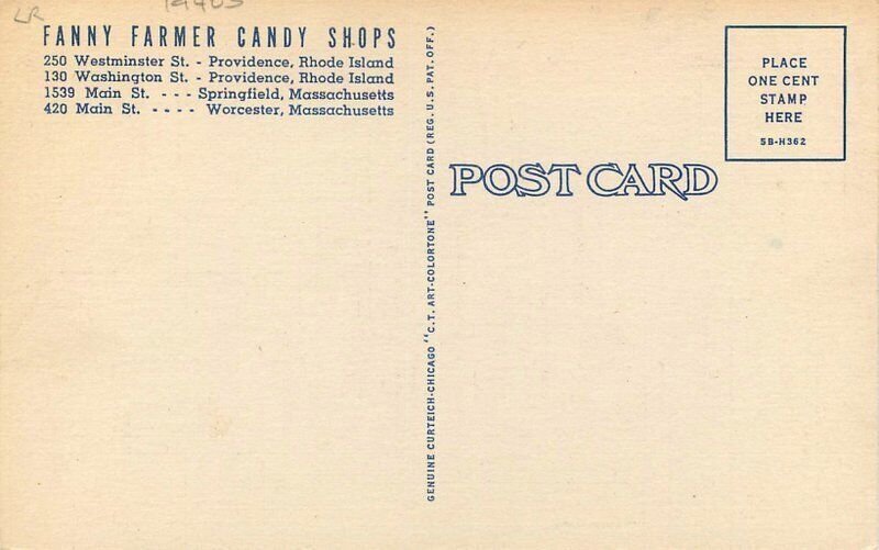 Rhode Island Providence Fanny Farmer Candy Shops Teich Postcard 22-9725