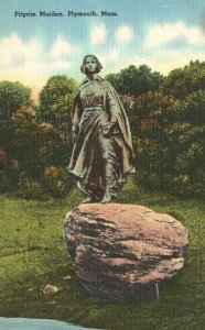 Vintage Postcard Pilgrim Maiden Statue Plymouth Massachusetts MA Smith's Inc.