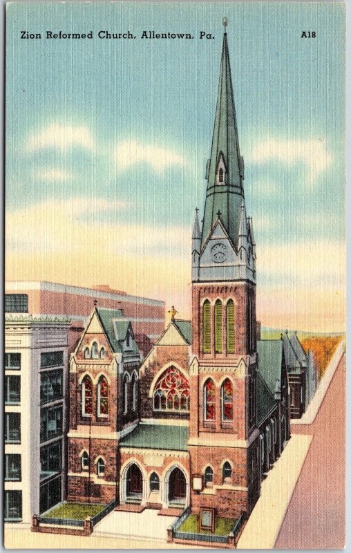 Allentown Pennsylvania PA Zion Reformed Church High-Rise Religious Bldg Postcard