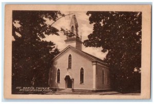 1921 St. Mary's Church Exterior Building Stonington Connecticut Vintage Postcard 