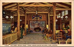 Linen Postcard Lobby Bright Angel Lodge in Grand Canyon National Park Arizona