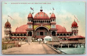 Great Salt Lake Utah~Entrance To Saltair Pavilion~Moorish Revival~1908 Postcard