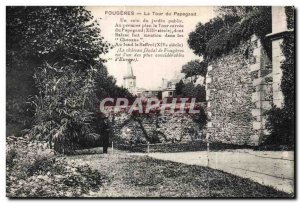 Old Postcard Fougeres The Tour Papegaud A corner of the park