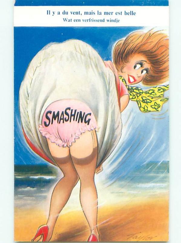 Bamforth Risque Comic signed SEXY GIRL HAS SMASHING PINK PANTIES AB7242