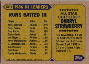 1987 Topps Baseball Card NL All Star Darryl Strawberry New York Mets sk3263