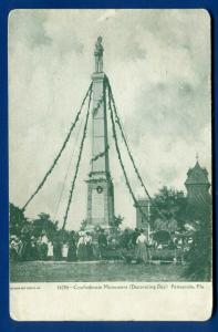Pensacola Florida fl Confederate Monument Statue old postcard