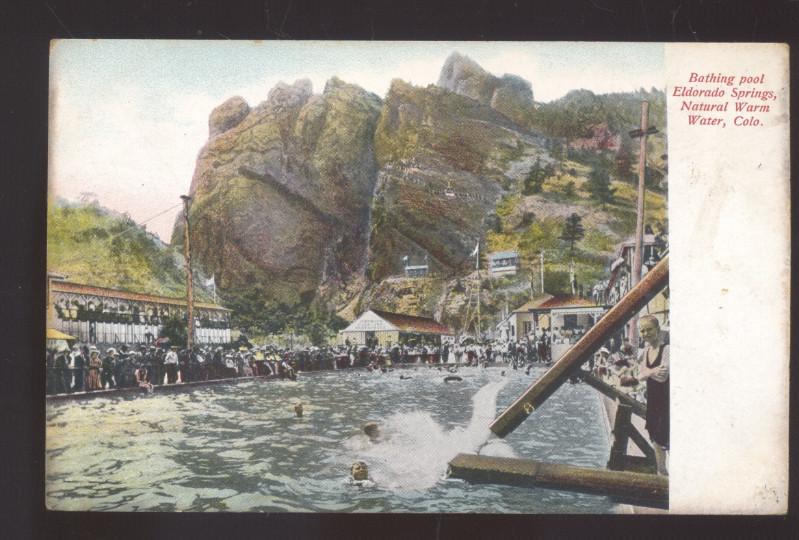 NATURAL WARM WATER COLORADO ELDORADO SPRINGS SWIMMING VINTAGE POSTCARD