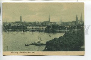 460880 GERMANY 1907 year Hamburg Lombard Bridge yacht tram Vintage postcard