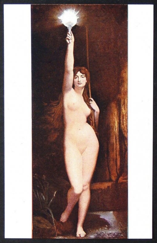 140505 LEFEBVRE The Truth Allegory Nude Female French Art Salon VTG pc c.1910