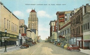 Automobiles Texas Street East El Paso Texas Kropp Beach 1930s Postcard 21-573