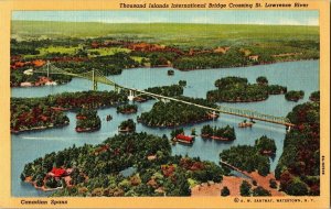 Thousand Islands International Bridge Crossing St. Lawrence River Birds Postcard 