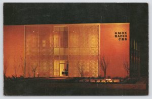 St Louis Missouri~KMOX Radio Building @ Night~CBS~1950s Postcard