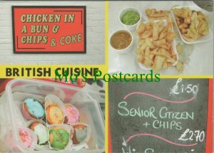 Food & Drink Postcard - British Cuisine - Fish & Chips, Chicken in a Bun RR14036