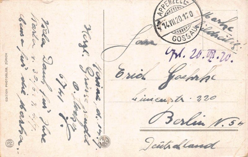 L144 Switzerland 1920 Biel Bienne Mountains Peaks Panorama vintage postcard