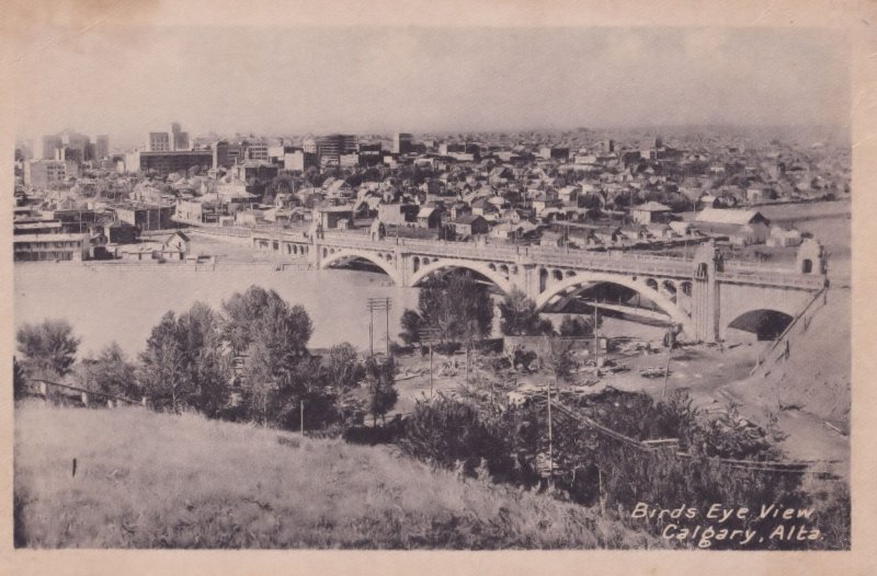 Calgary Birds Eye View Canada Old Aerial Postcard