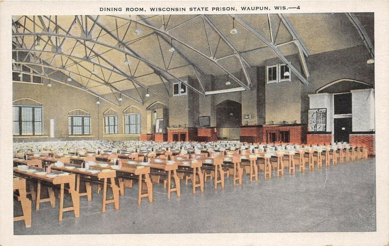 Waupun Wisconsin 1920s Postcard Dining Room Wisconsin State Prison