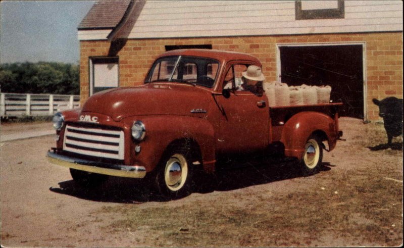 GMC 1950s Pickup Truck Farm Postcard