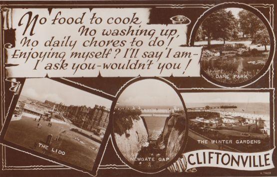 No Housework Food To Cook Washing Up Cliftonville Kent Old Real Photo Postcard