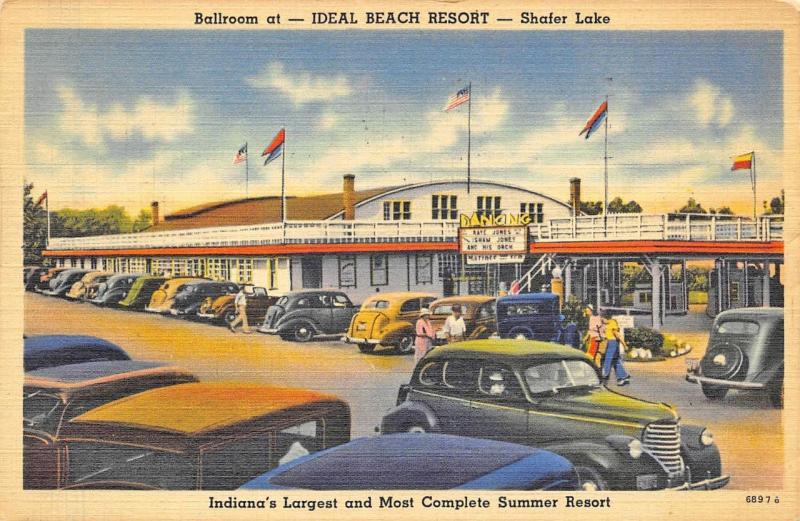 Monticello IN Shafer Lake Ideal Beach Resort linen postcard.​