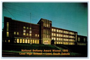 c1950 Lead High School Campus Building View Entrance Lead South Dakota Postcard